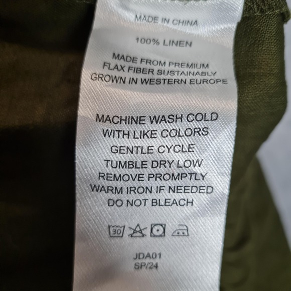 Quince Linen Pants Womens Large Martini Olive Tapered Ankle Pull On Casual - Picture 15 of 16